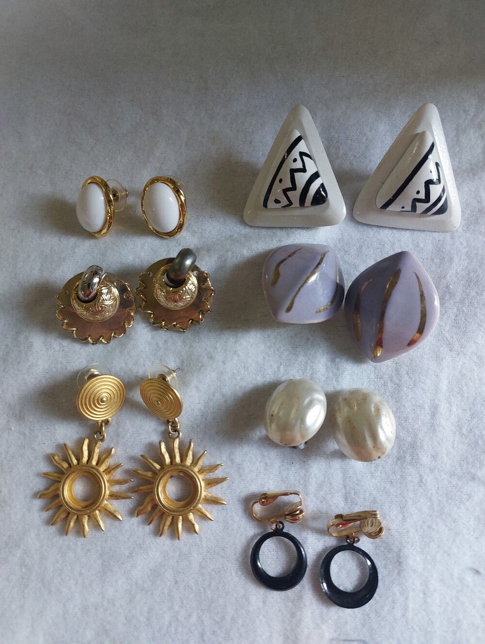 Lot of 7 Vintage Earrings | 80s 90s Statement Clip On & Pierced Jewelry